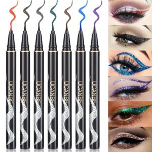 UCANBE 7 Colors Shimmer Liquid Eyeliner Makeup Set, Metallic Satin Finish Colorful Sparkling Eye Liner Pen from beyondbeautyevents.com