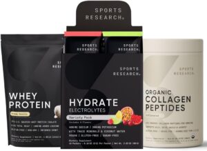  Sports Research Organic Collagen Peptides (Unflavored - 30 Servings), Hydrate Electrolytes Powder Packets