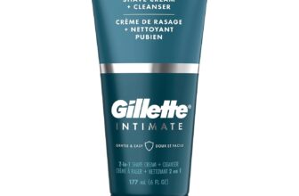 Gillette Intimate 2 in 1 Pubic Shave Cream + Cleanser, Gentle Formula, Formulated for Pubic Hair & Skin, with Aloe, Paraben Free (177 ml)