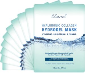 Ebanel 10-Pack Hydrogel Collagen Mask for Face, Instant Brightening Hydrating Face Mask Sheet Mask for Firming, Lifting Anti Aging Anti Wrinkle with