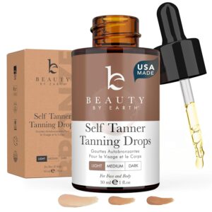 Self Tanning Drops for Face - USA Made with Organic & Natural Ingredients, Bronzing Face Tanning Drops with Aloe Vera, Non Toxic Self Tanner for Sunless