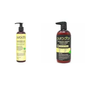 PURA D'OR Original Gold Label Anti-Thinning Biotin Shampoo Natural Earthy Scent & Advanced Therapy Conditioner (16oz) For Increased Moisture