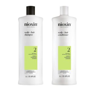 Nioxin System 2 for Natural Hair with Progressed Thinning Cleanser Shampoo and Scalp Therapy Conditioner